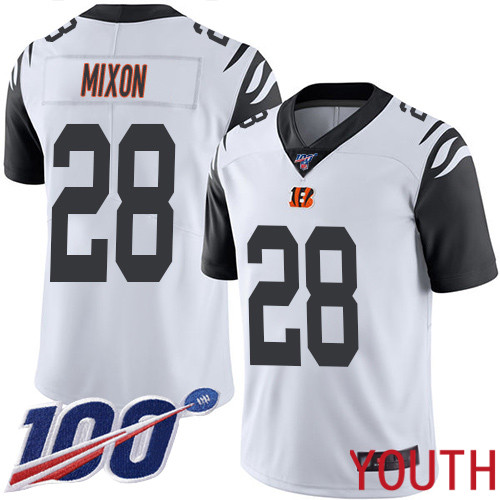 Cincinnati Bengals Limited White Youth Joe Mixon Jersey NFL Footballl #28 100th Season Rush Vapor Untouchable->youth nfl jersey->Youth Jersey
